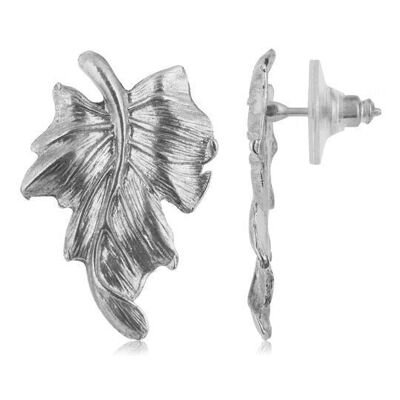 Boucle d'oreille feuille d'argent Gloria Mago. bouton