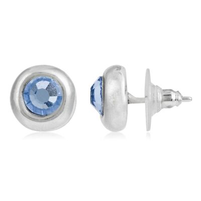 Boucle d'oreille bouton bleu Swarovski