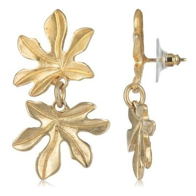 Boucle d'oreille double feuille d'or Glory Mago