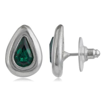 Orecchino smeraldo lacrima in cristallo Swarovski argento