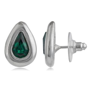 Boucle d'oreille Tear Emerald argent cristal Swarovski 1