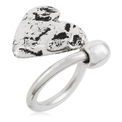 Gloria Mago Ring 925 versilbertes Zamak-Messing „Herz aus Stein“ verstellbar