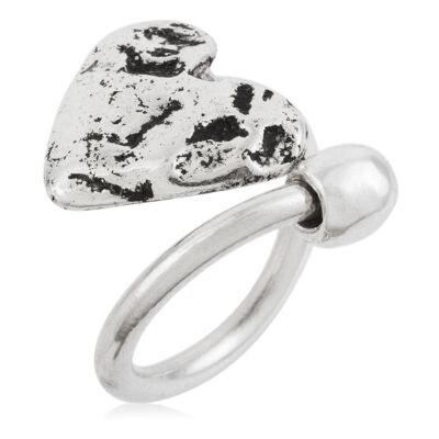 Gloria Mago ring 925 silver plated zamak brass "heart of stone" adjustable