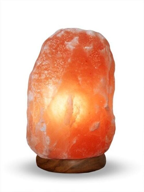Himalaya Salt Crystal Rock 2-3kg houten voet, in full color verpakking.