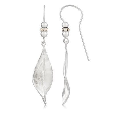 Silver earring Swarovski leaf silver rondel
