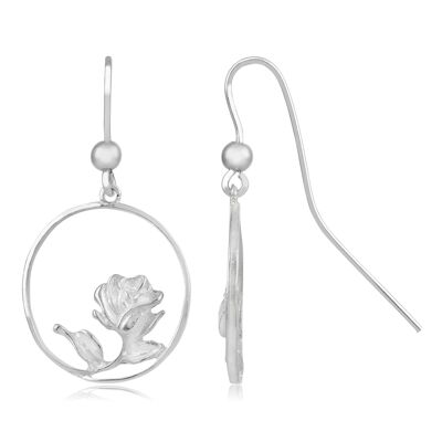 Pendiente plata Columpio Rosa plata