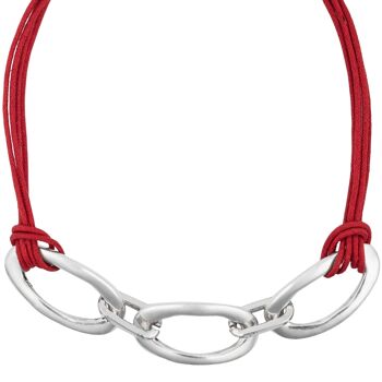 Tour de cou plaqué argent rouge 3 maillons rouge 40cm 2