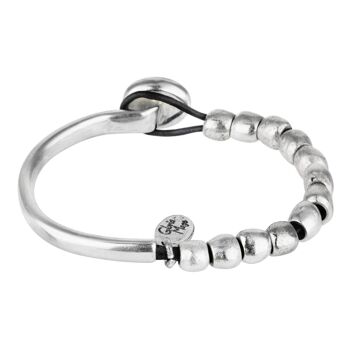 Bracelet argent et cuir Basic-color Argent rouge 3