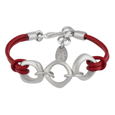 Rotes Leder- und Silberarmband Dimas rotes Leder