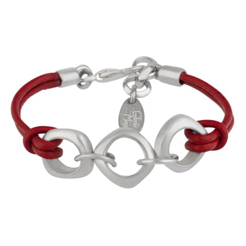 Pulsera Cuero rojo y plata Dimas cuero rojo