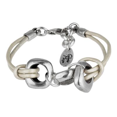 Bracelet cuir argent Dimas cuir argent