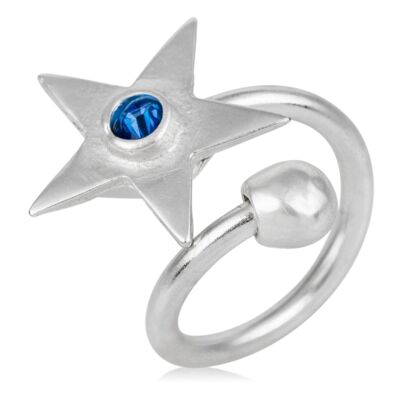 Anello stella in cristallo Swarovski argento 925 blu