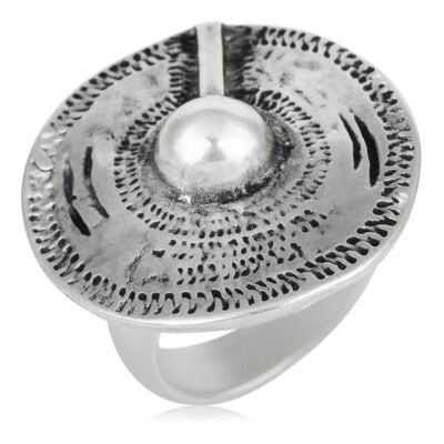 Gloria Mago Ring Silber 925 Zamak plattiert rund Ethno-Stil Größe 16