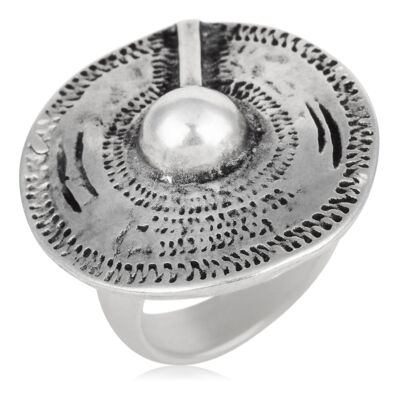 Gloria Mago ring silver 925 zamak plated round ethnic style size 16