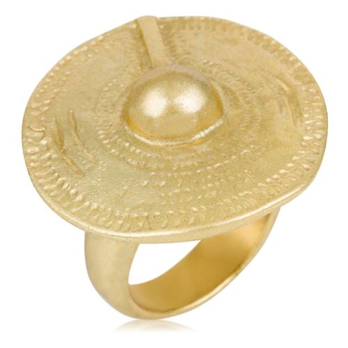 Anillo Gloria Mago dorado estilo étnico redondo zamak dorado chapado . talla 16