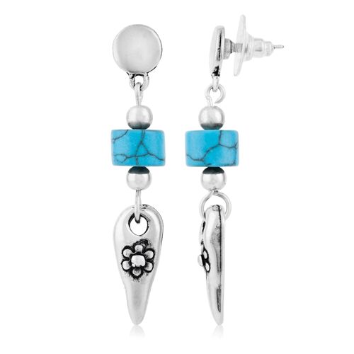 Pendientes plateado con piedra turquesa