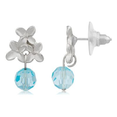 Boucle d'oreille argent bouquet de cristaux Swarovski bleus