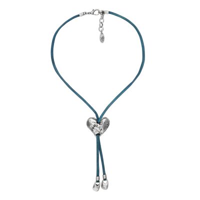 Versilberte blaue Herz-Krawatten-Halskette