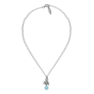 Versilberter blauer Kristallblumen-Halsband