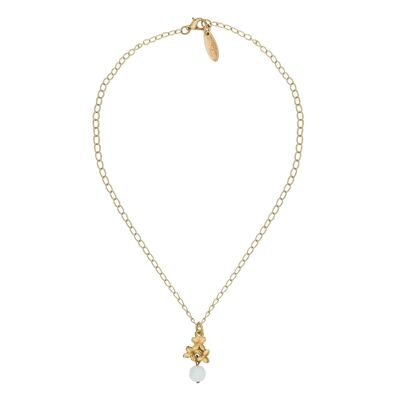 Girocollo catena oro cristallo fiore bianco