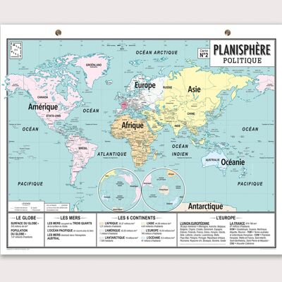 Wall map N ° 2 - Political planisphere - world map