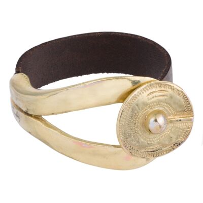 Leder- und Gold-Lewi-Armband aus Gold-Zamak