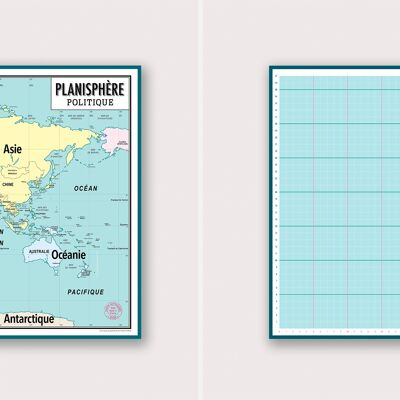 Double-sided desk pad - world map