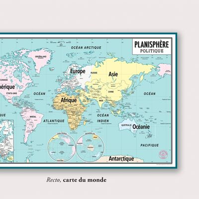 Double-sided desk pad - world map