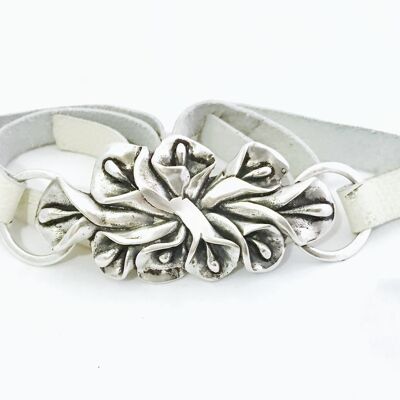 Gloria Mago leather and silver belt "Calas" silver plated long 110cm adjustable