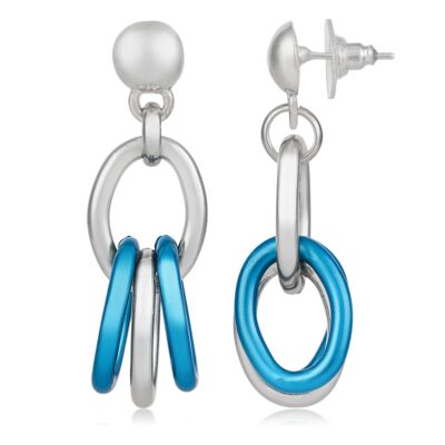 Pendientes con eslabones Azul y Plata