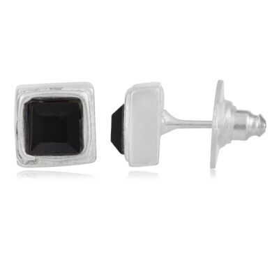 Boucle d'oreille carrée Gloria Mago avec Swarovski noir