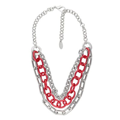 Collar "tres vueltas" en plata y rojo Gloria Mago