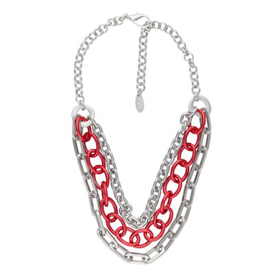 "Three turns" necklace in silver and red Gloria Mago