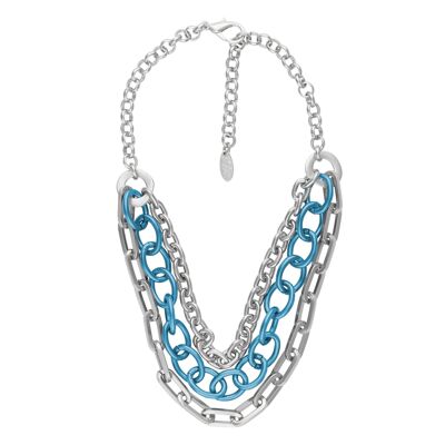 Collar "tres vueltas" en plata y azul Gloria Mago