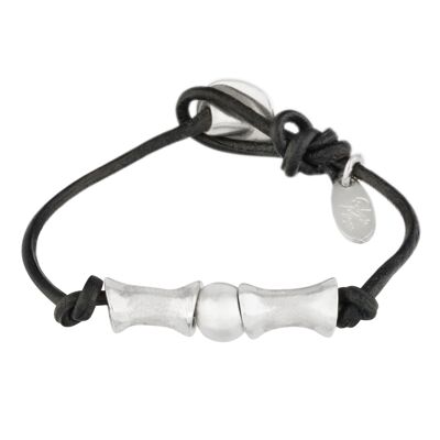 Bracelet Gloria Mago "Etno" en cuir et argent