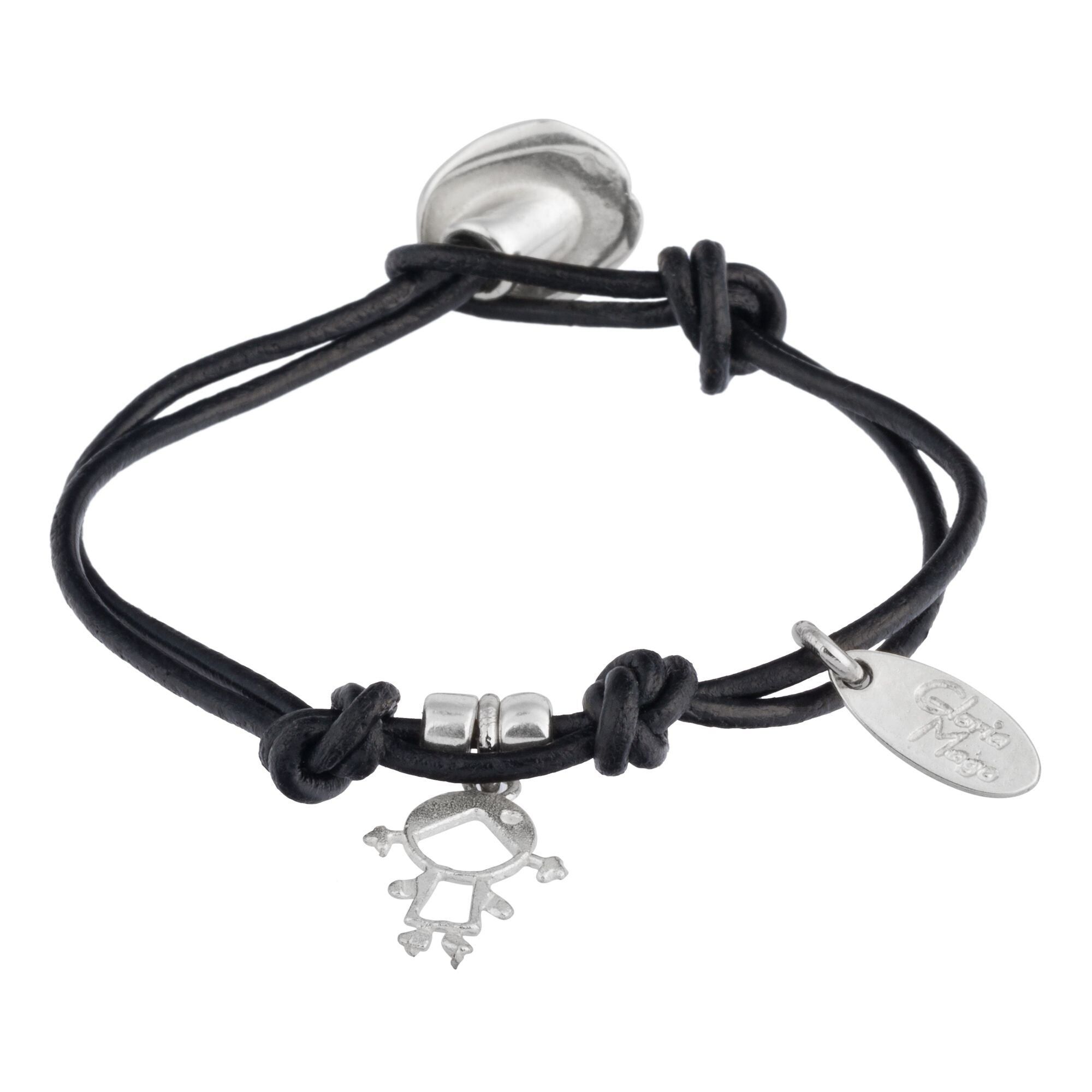 Charm bracciale in pelle bambina argento zama