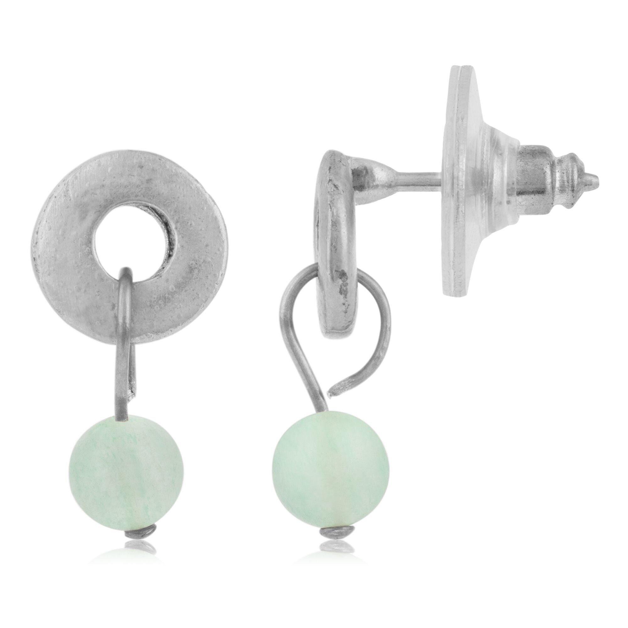 Orecchino d'argento placcato argento avventurina