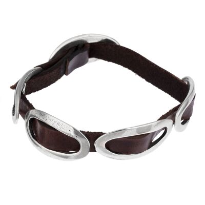 Bracelet cuir et argent "O2 Buckle" cuir et argent