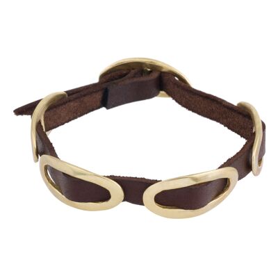 Bracciale in pelle zama dorata "O2 Buckle"