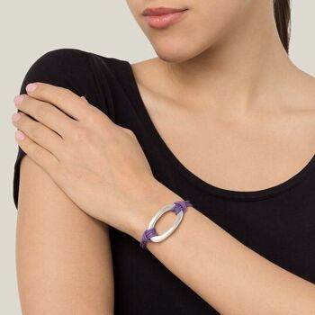 Bracelet central en zamak violet et argent 2