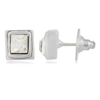 Pendiente plata Swarovski cristal Gloria Mago Square con