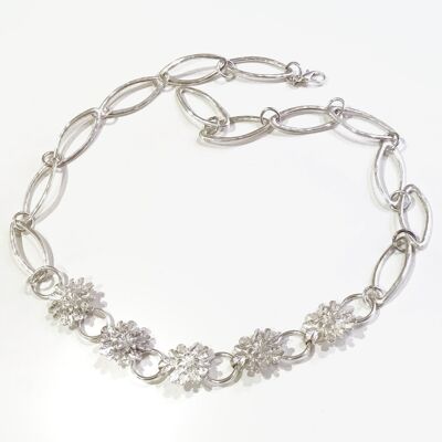 Rosette sterling silver plated chain belt