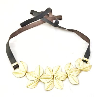 Brown leather and gold leaf metal belt