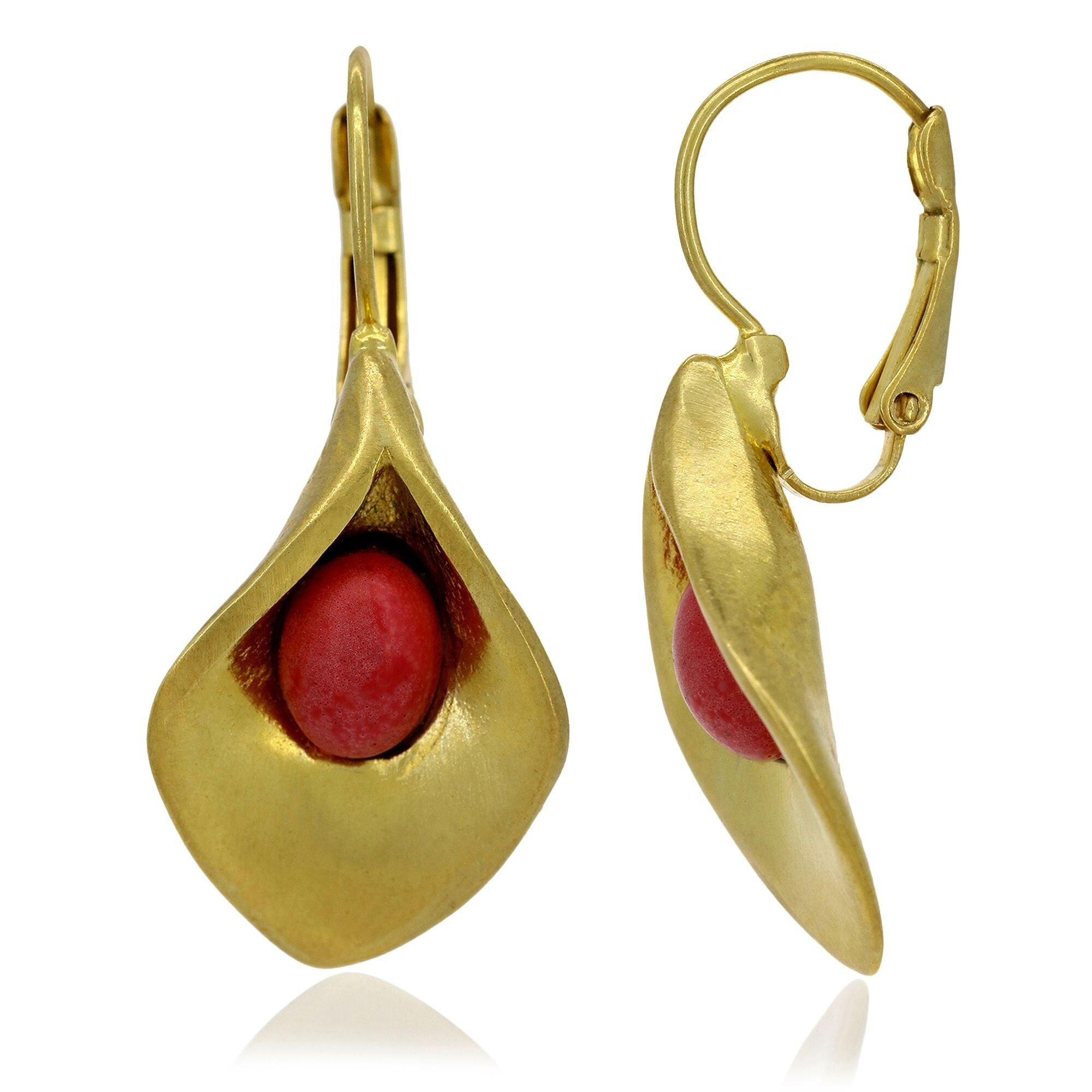 Orecchino "cala" oro-bordeaux Gloria Mago