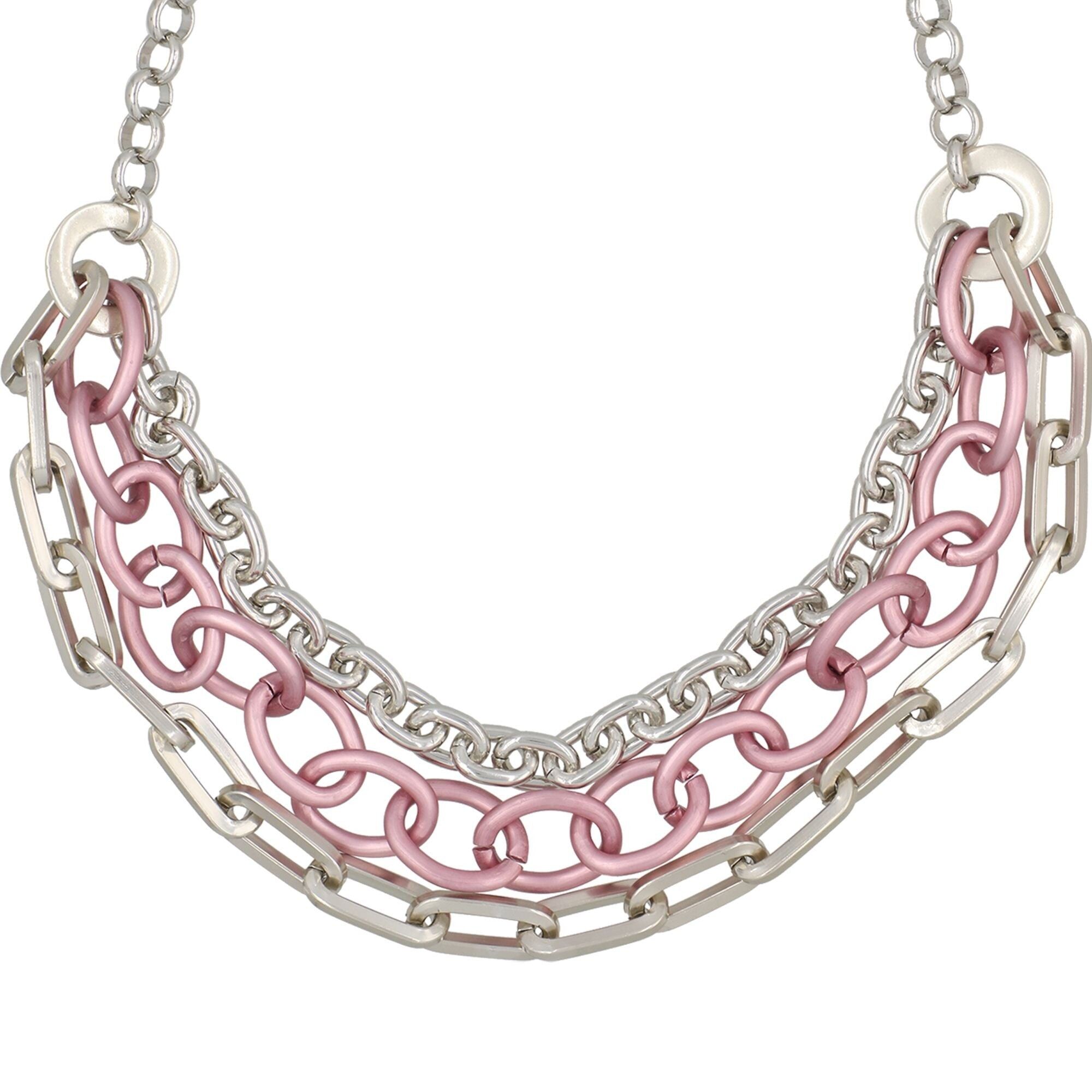 Collana "Tripla catena" in argento-rosa. Gloria Mago