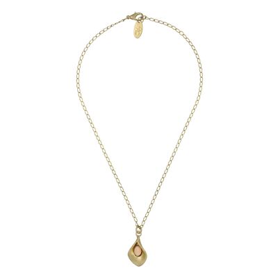 Collier fleur plaqué or avec breloque calla en or rose pâle