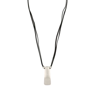 Sautoir "Mon" cuir noir