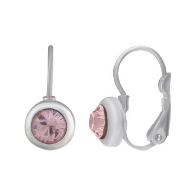 Orecchini placcati in argento Grande cristallo Swarovski rosa