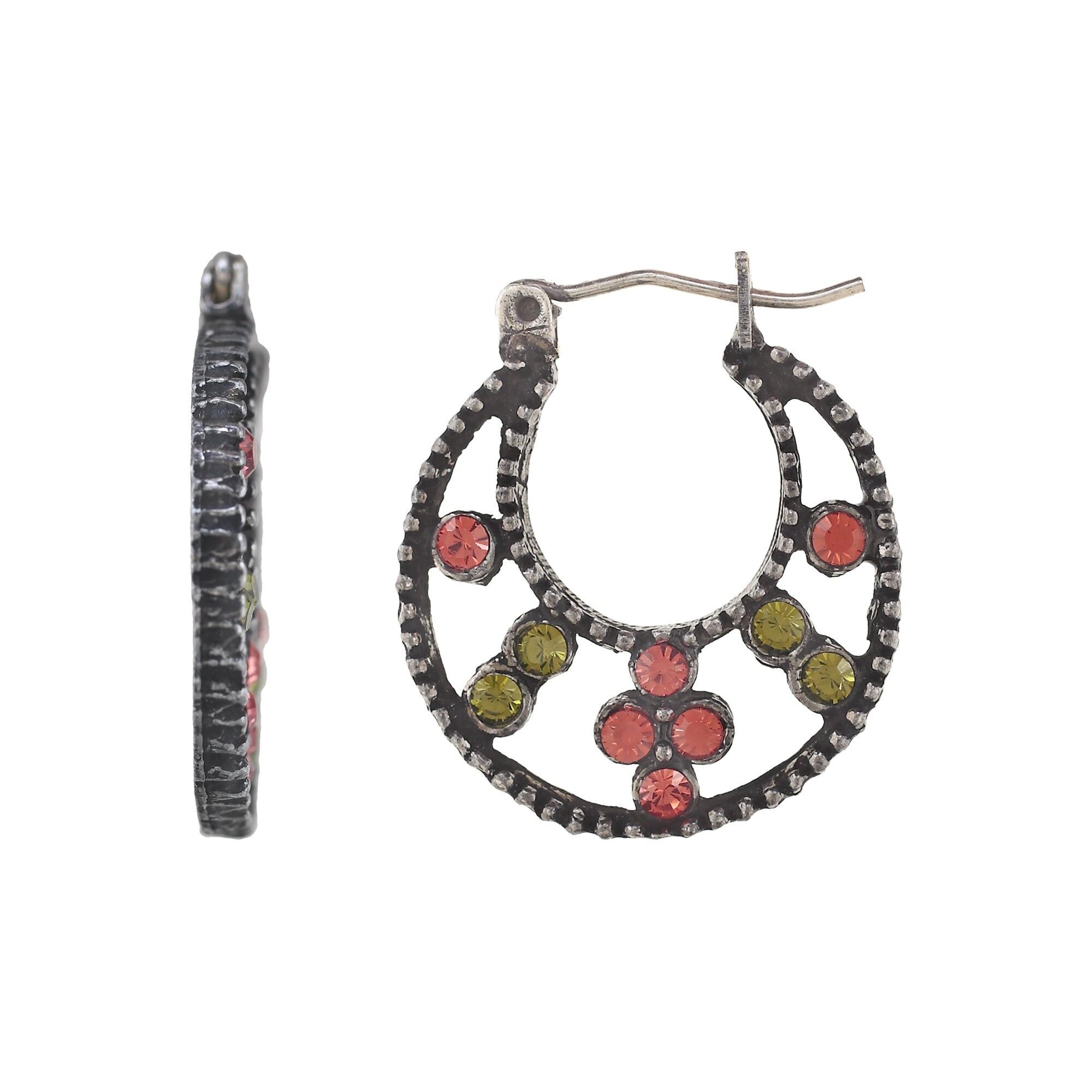 Orecchino creolo in argento-cristallo Swarovski verde luna