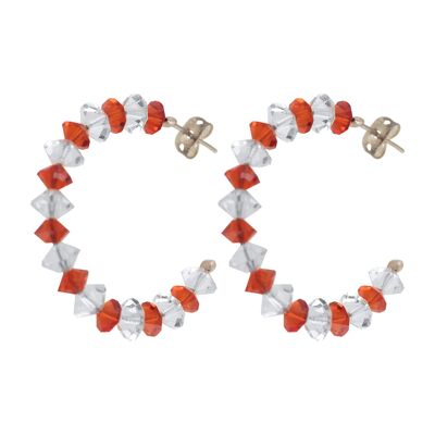 Cerchio in argento creolo "Spazio" cristallo arancione